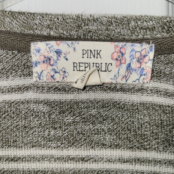 Pink Republic Swing Green Striped Cardigan Large - Picture 2 of 5